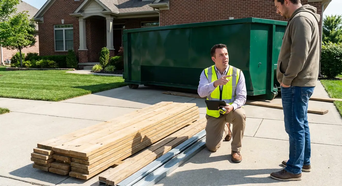 Dumpster rental delivery truck in Orlando
