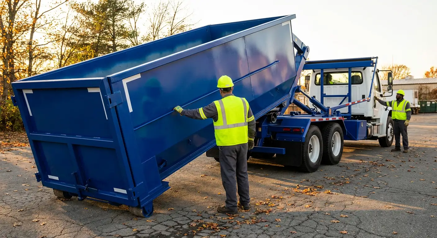 Commercial roll-off dumpster delivery truck in Orlando, FL